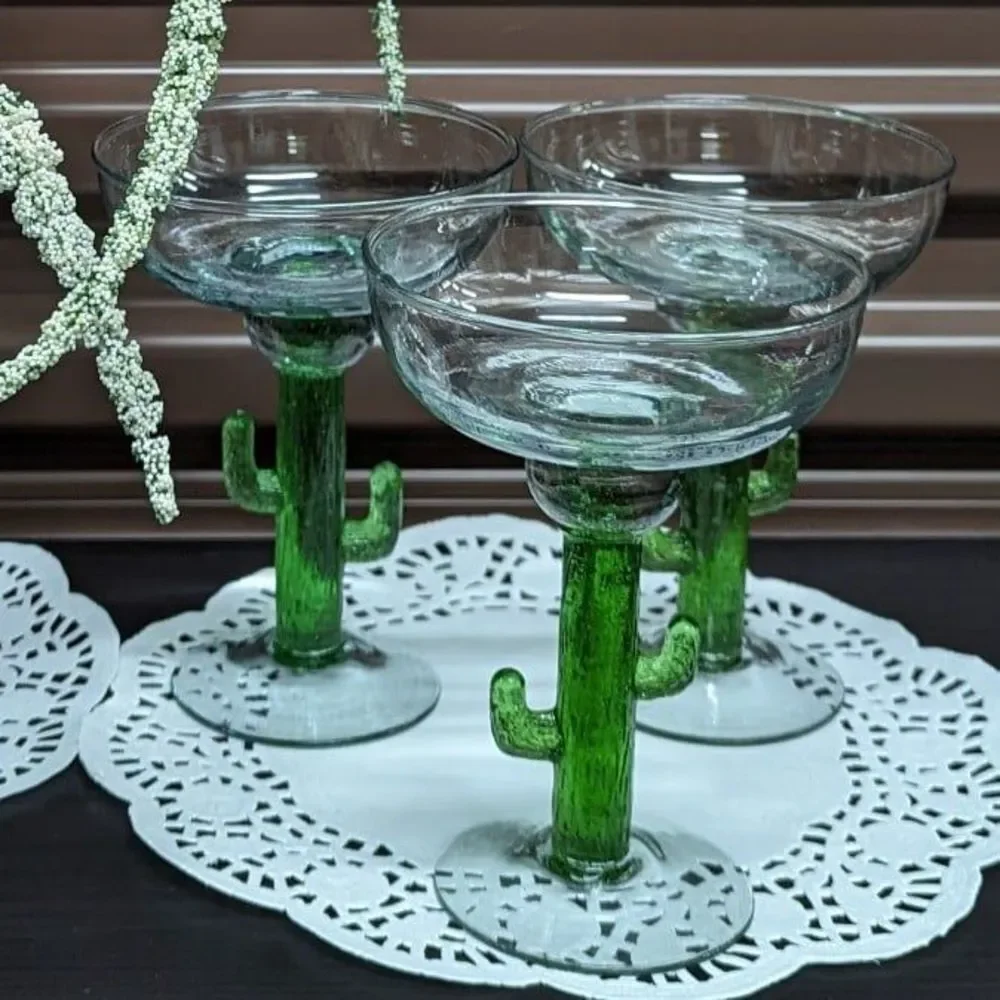 Set‎ of 2 CACTUS stem margarita glasses